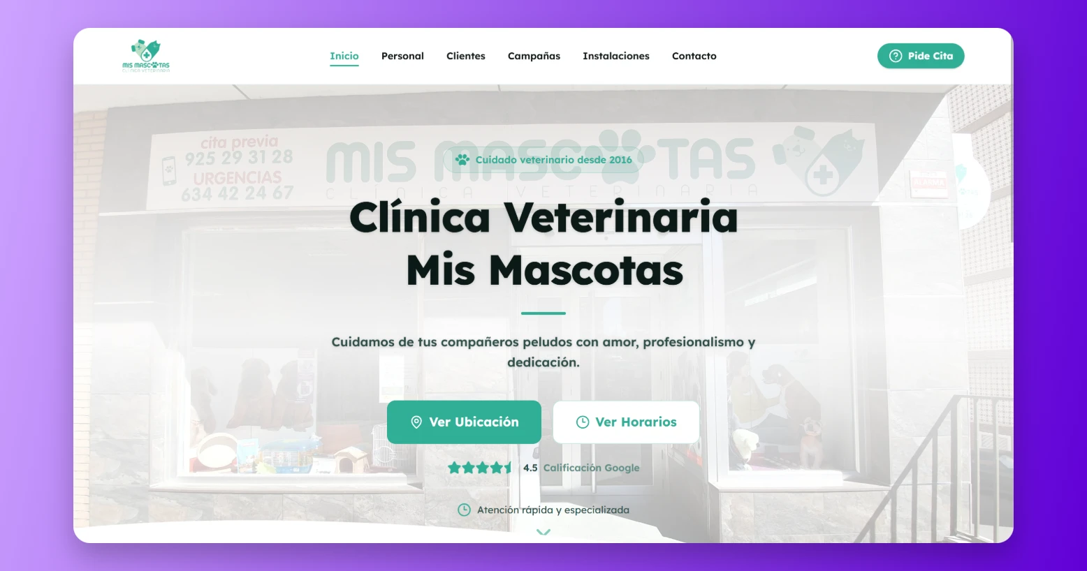 Imagen del proyecto Web de Clínica Veterinaria Mis Mascotas